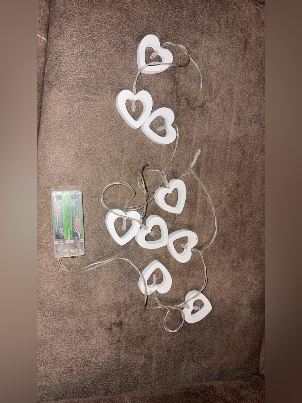 White Heart Battery-Operated String Lights